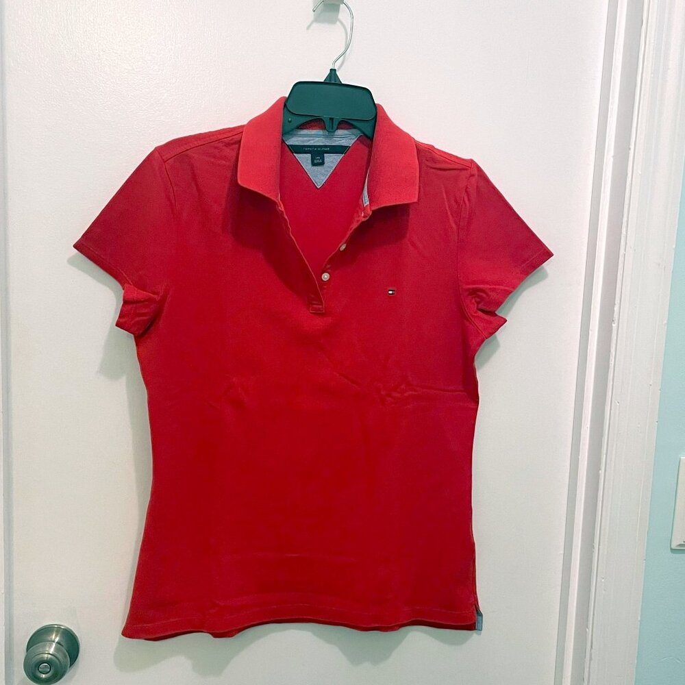 Womens Tommy Hilfiger Red Polo Size Large